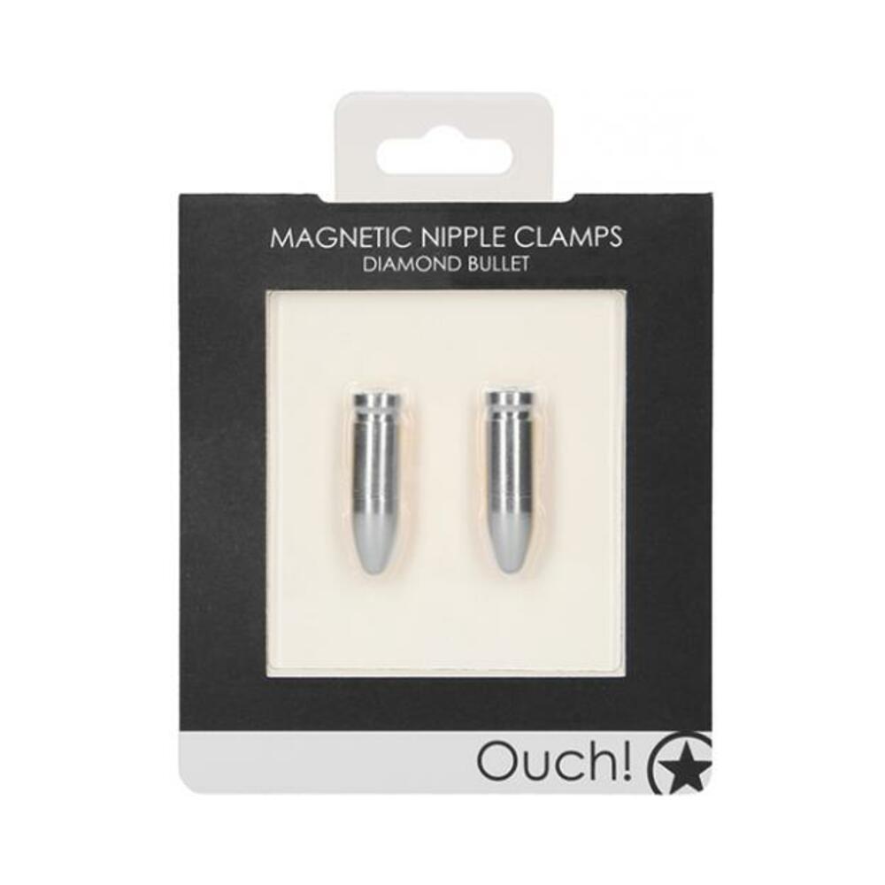 Ouch Magnetic Nipple Clamps - Diamond   - Silver