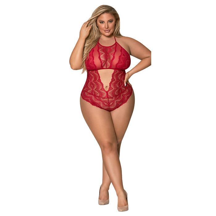 Magic Silk Sugar &amp; Spice Teddy With Snap Crotch Red Queen