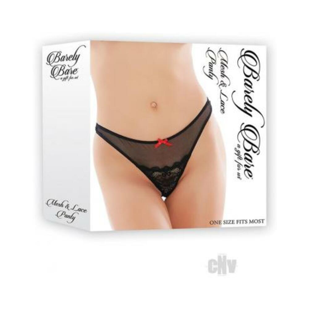 Barely Bare Mesh &amp; Lace Panty Black Os