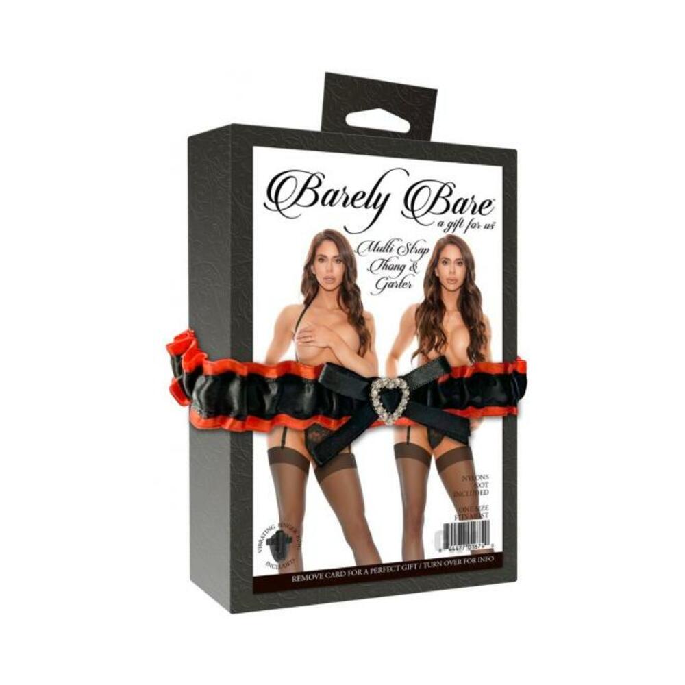 Barely Bare Multi-strap Thong &amp; Garter Black Os