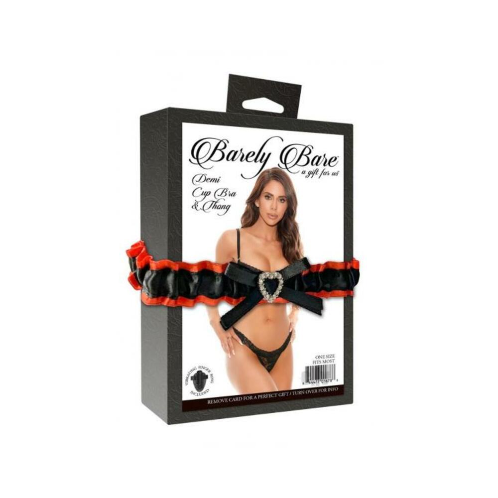 Barely Bare Demi Cup Bra &amp; Thong Black O/s