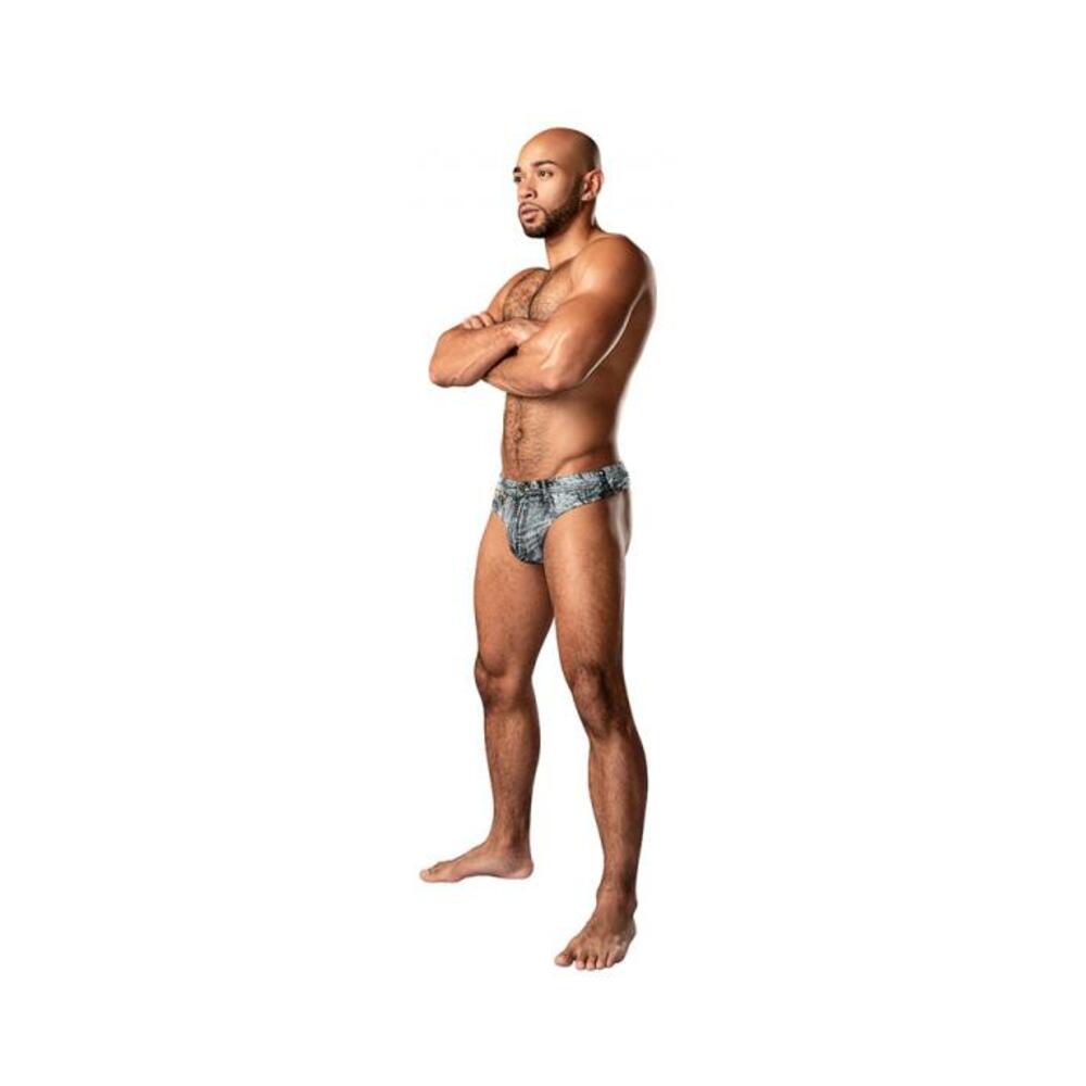 Male Power Dirty Denim Thong Denim Print S/m