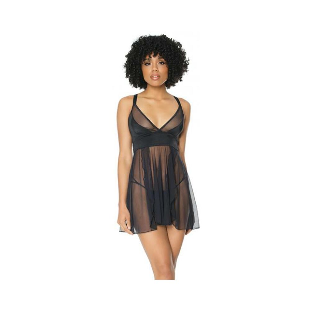 Babydoll &amp; G-string Black Os Hanging
