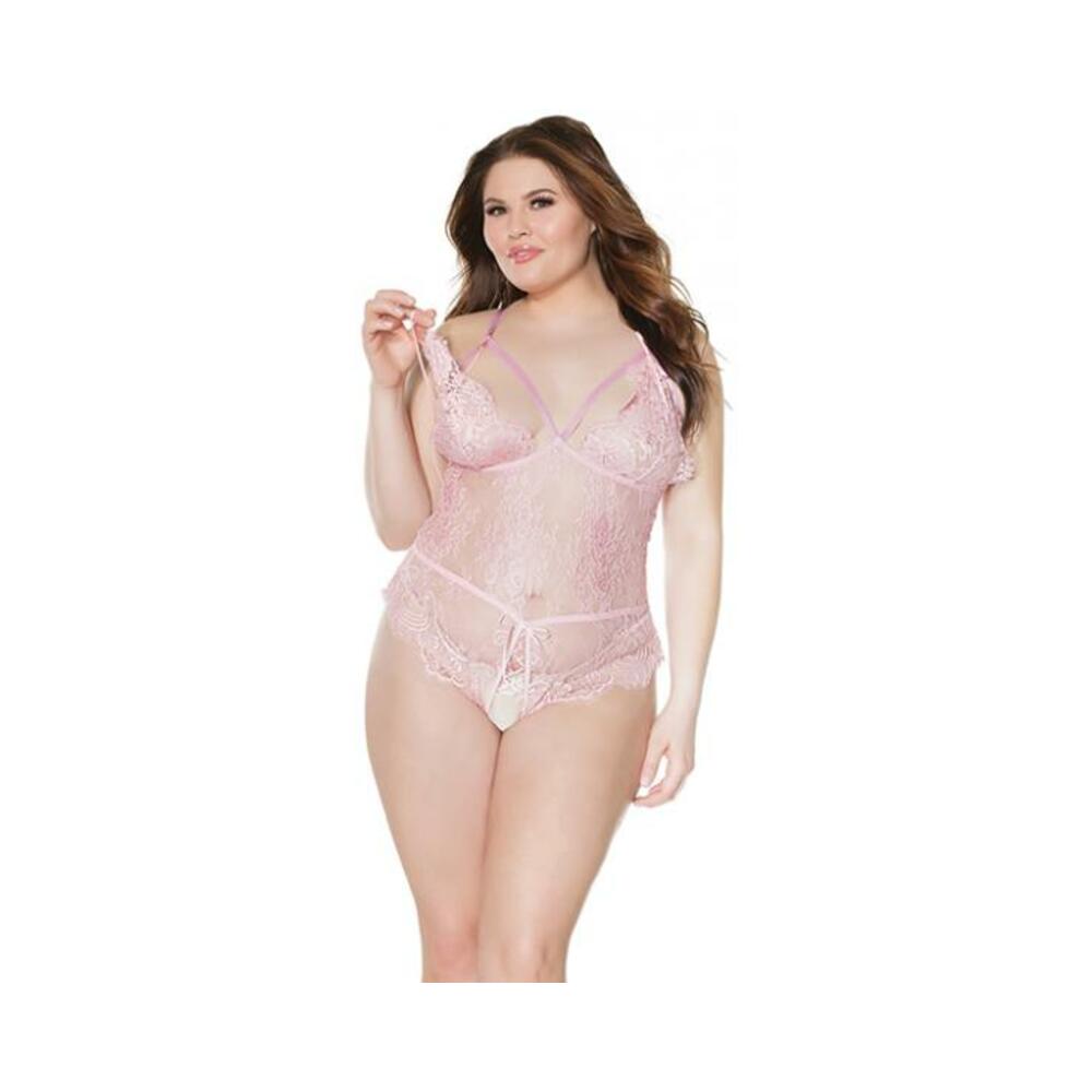 Crotchless Teddy Pink Os Xl