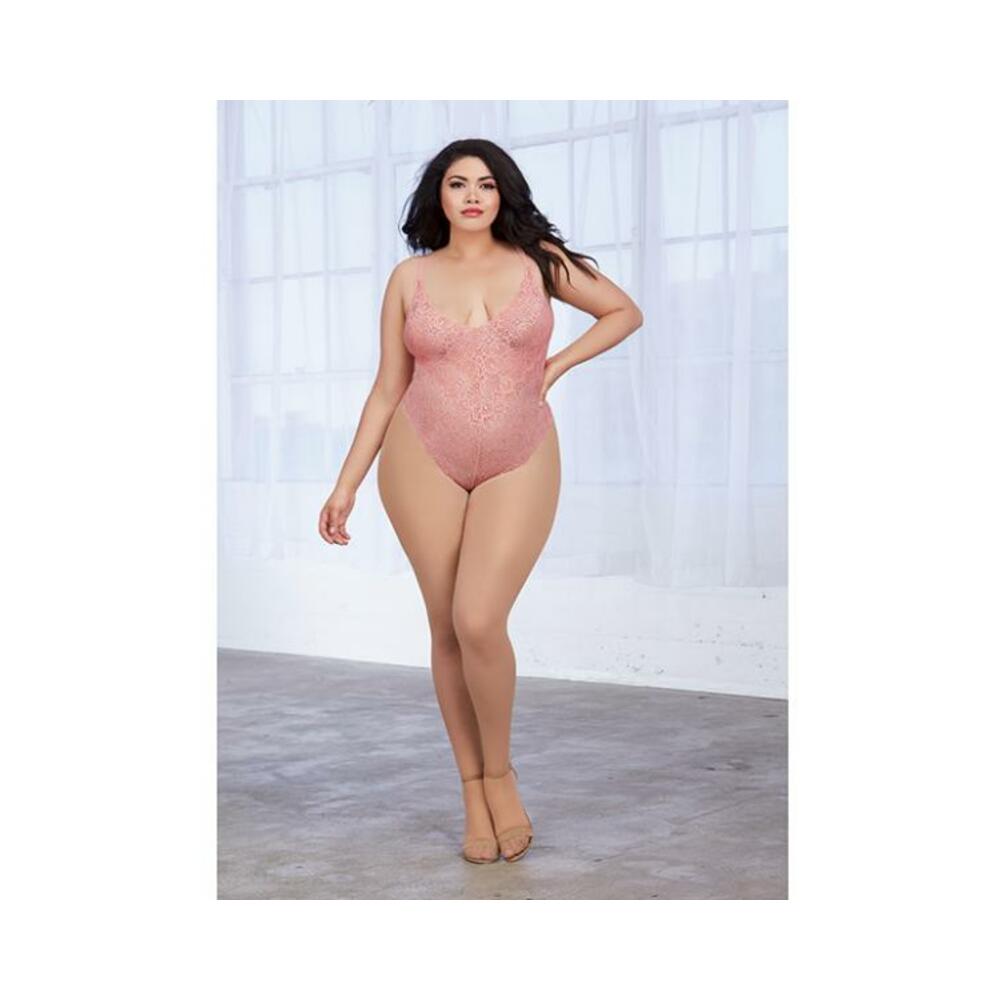 Dreamgirl Plus-size Stretch Lace Teddy &amp; Sheer Mesh Maxi Skirt With Adjustable Straps &amp; G-string Ros