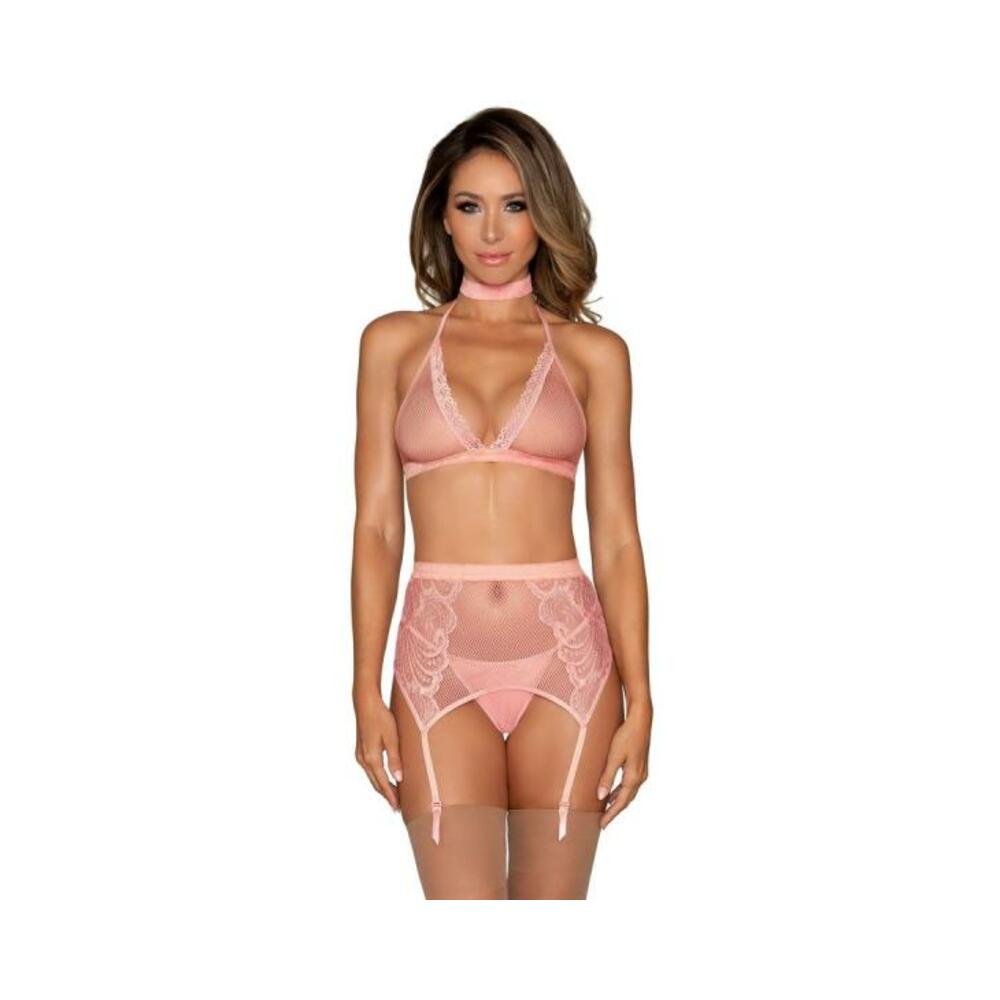 Dg Bra Garterbelt &amp; G-string Pink Os