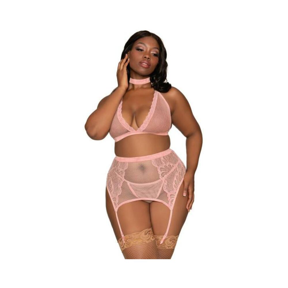 Dg Bra Garterbelt &amp; G-string Pink Queen