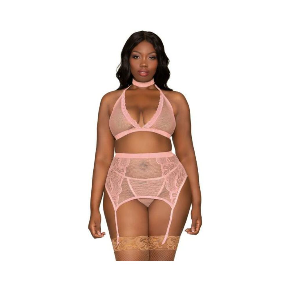 Dg Bra Garterbelt &amp; G-string Pink Queen