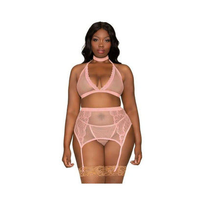 Dg Bra Garterbelt &amp; G-string Pink Queen