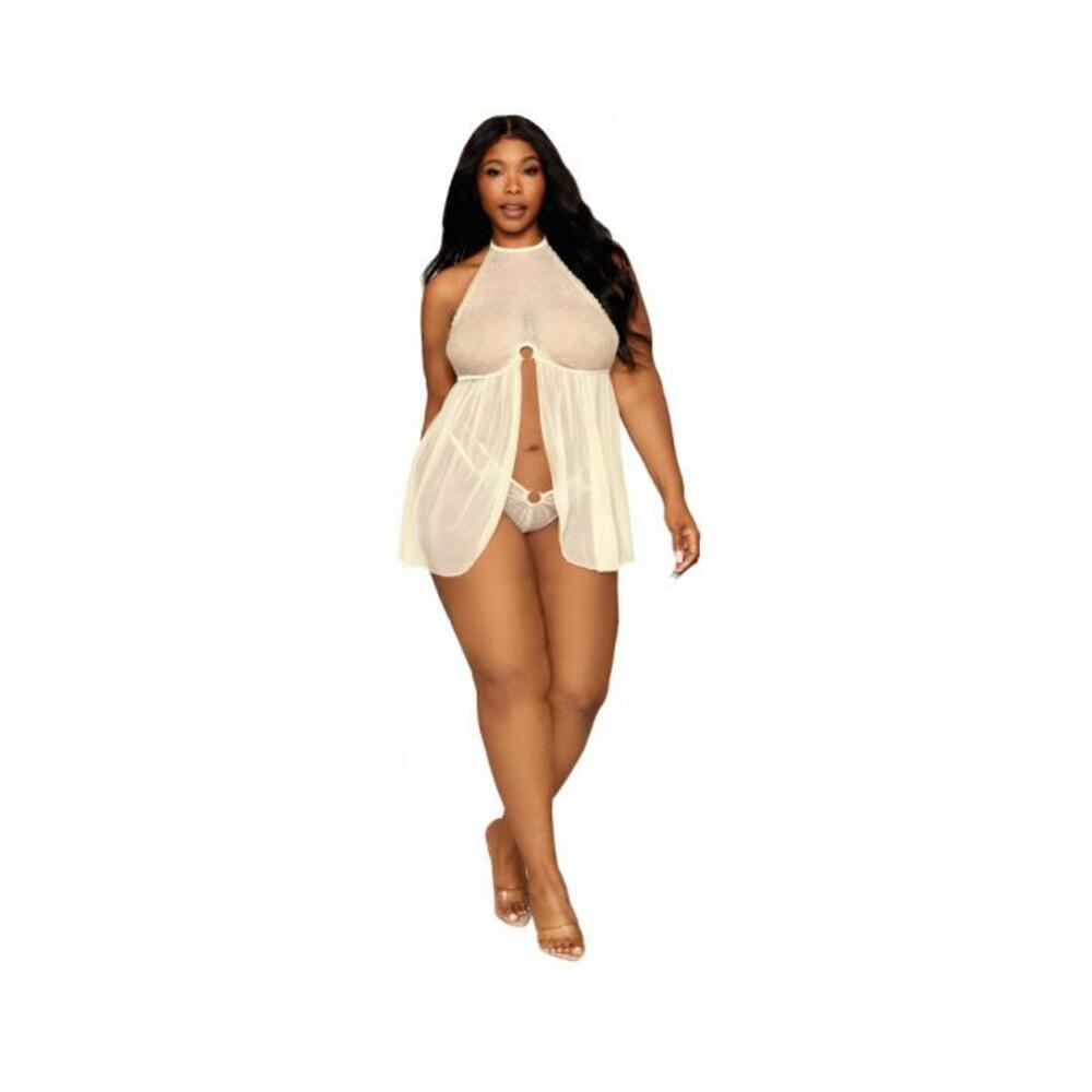 Polka Dot & Mesh Babydoll Daffodil Q/s