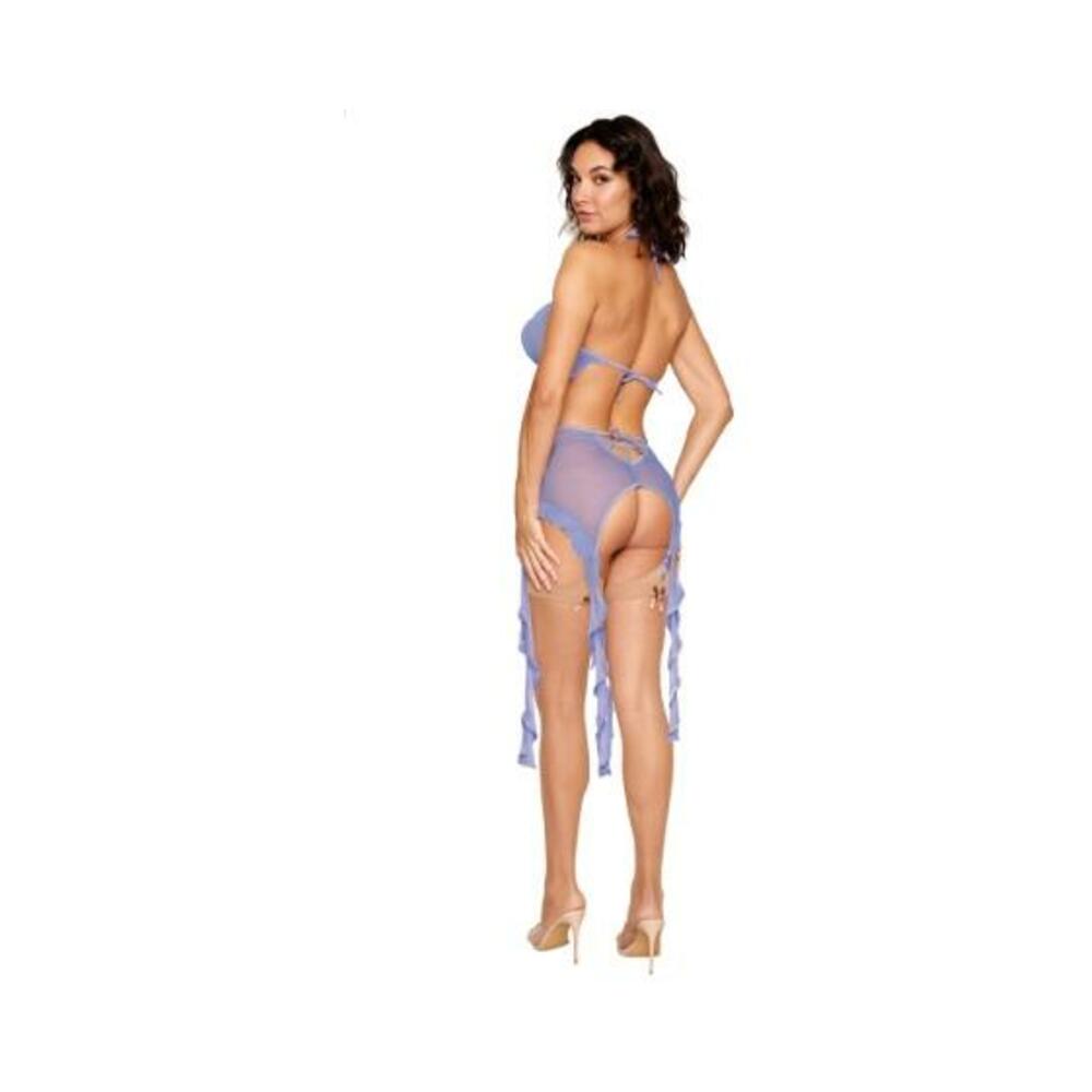 Ruffle Bralette & Garter Belt Set Lavender Haze O/s