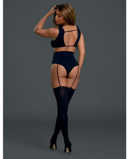 Cross Vest Teddy Bodystocking Black O/S
