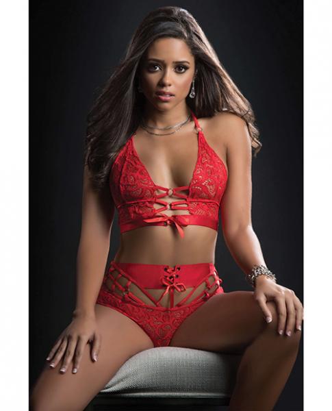 O Ring Halter Top &amp; Boyshort Candy Red O/s