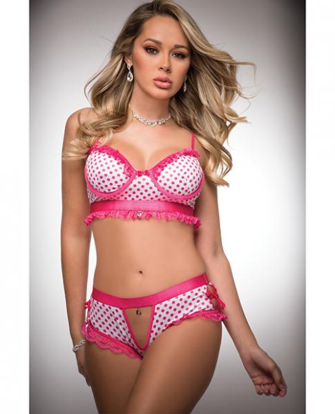 Pinklicious Silky Chekkini Panty &amp; Bra Pink Polka Dot O/s