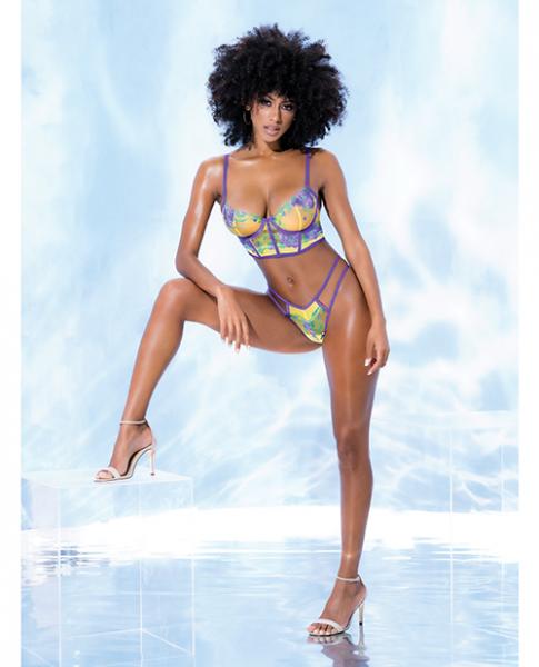 Embroidered Bralette &amp; Strappy Panty Tuscany Yellow L/xl