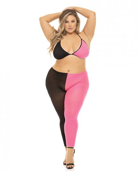 Pink Lipstick Block You Out Bra &amp; Legging Black/pink Qn