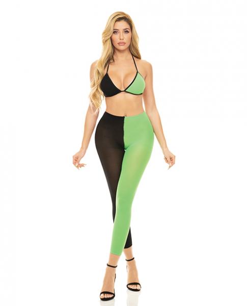 Pink Lipstick Block You Out Bra &amp; Legging Black/green O/s