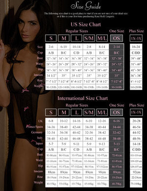 Rene rofe lace mesh bra and g-string w/garters black s/m