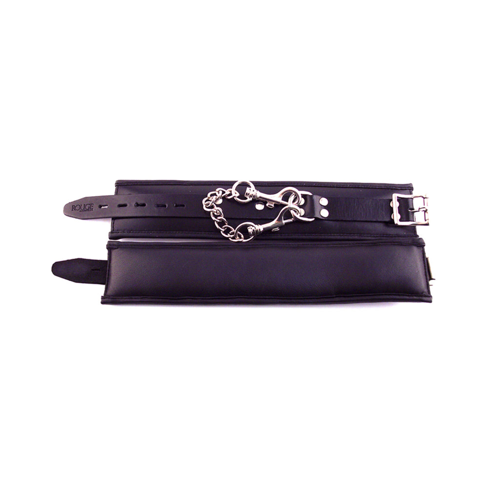 Rouge Padded Leather Ankle Cuffs Black