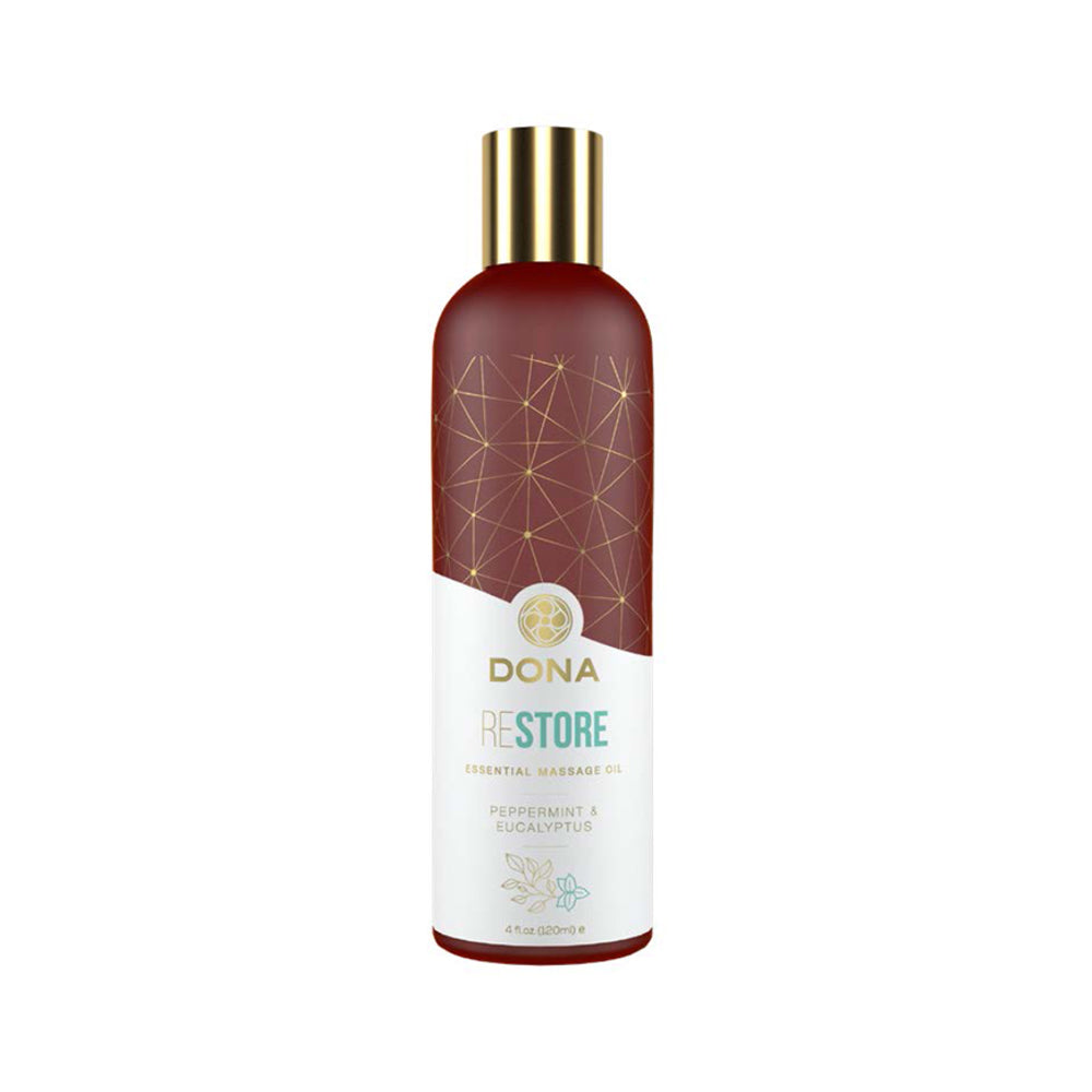 Dona Essential Massage Oil Restore Peppermint & Eucalyptus 4oz
