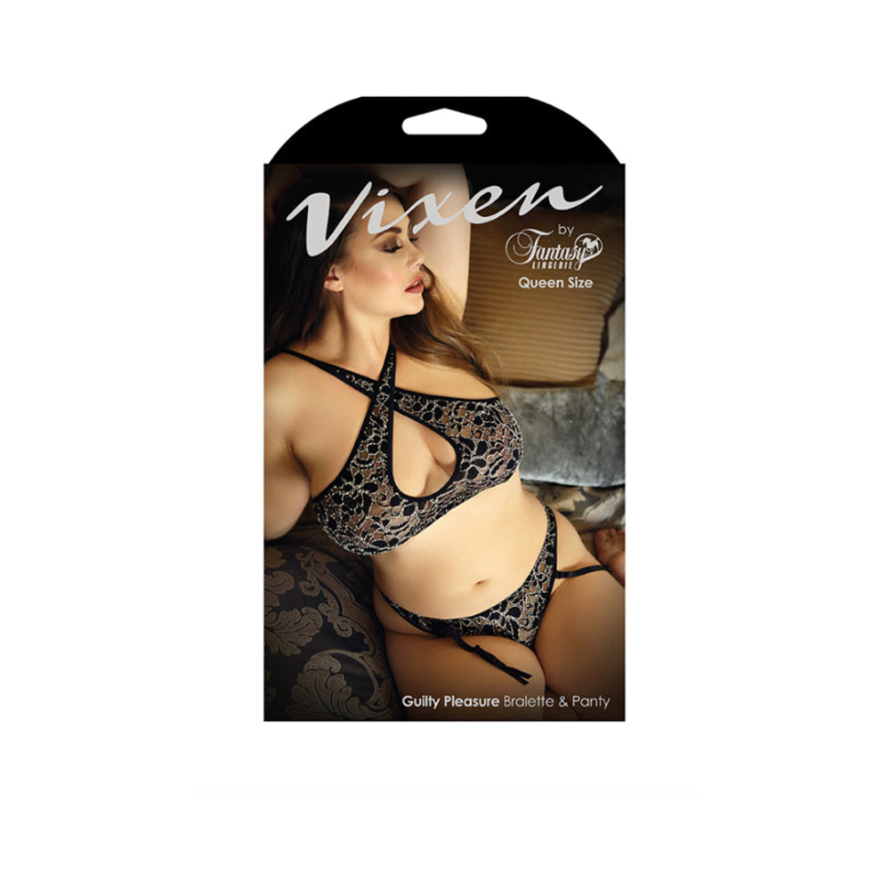 Vixen Guilty Pleasure Bralette &amp; Panty L/xl Black