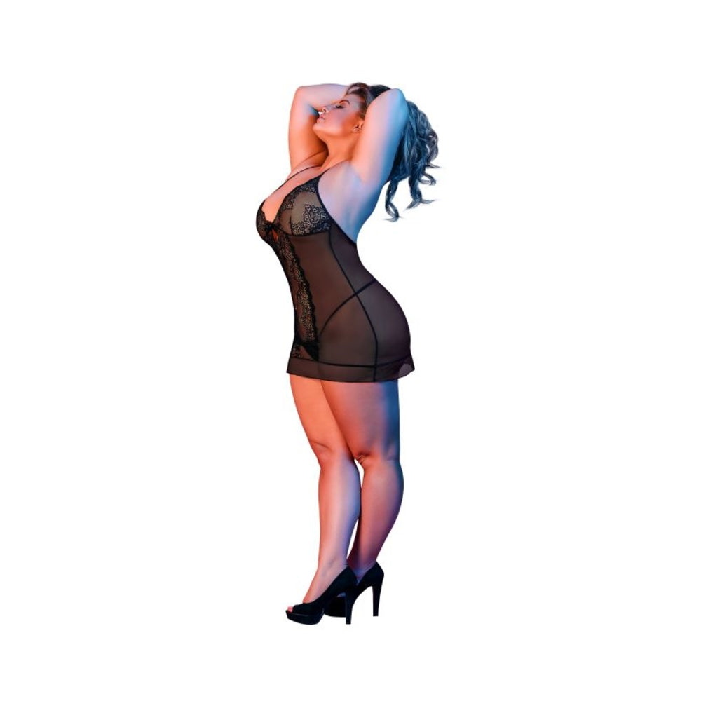 Magic Silk Sexy Time Chemise & G-set Black Queen Size