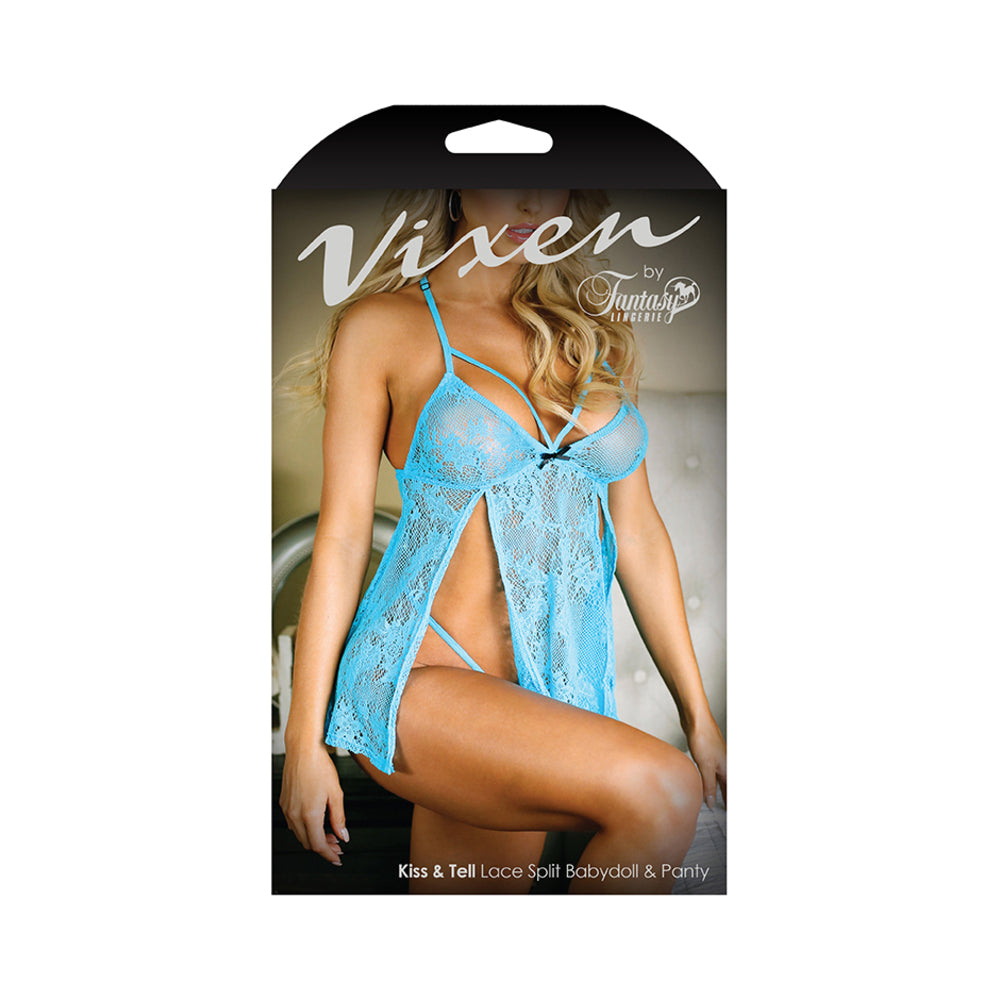 Vixen Kiss &amp; Tell Lace Split Babydoll &amp; Panty L/xl