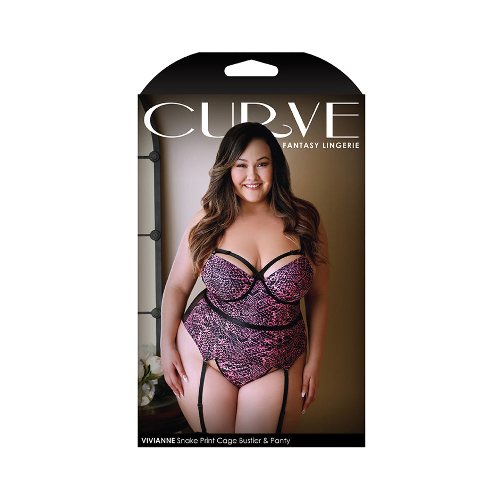 Curve Vivianne Snake Print Bustier And Panty 1x/2x