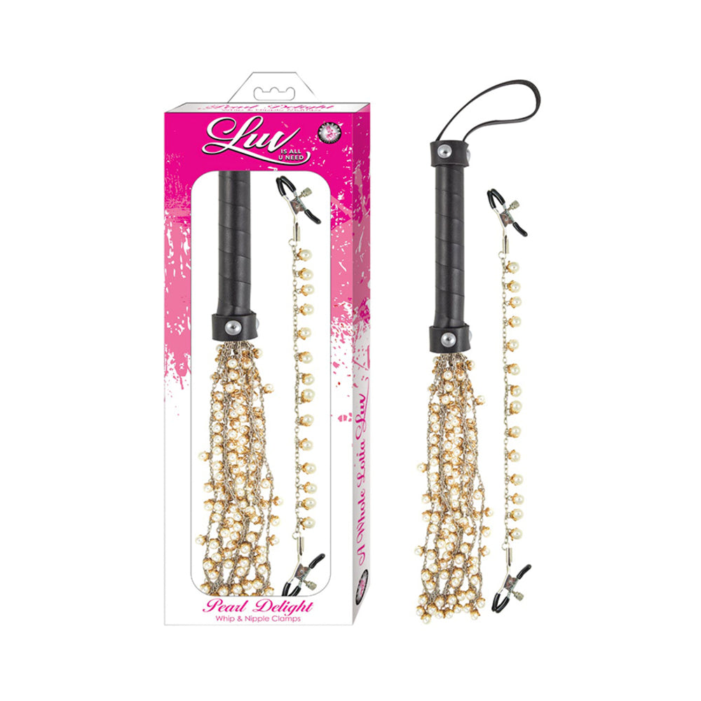 Luv Pearl Delight Whip & Nipple Clamps