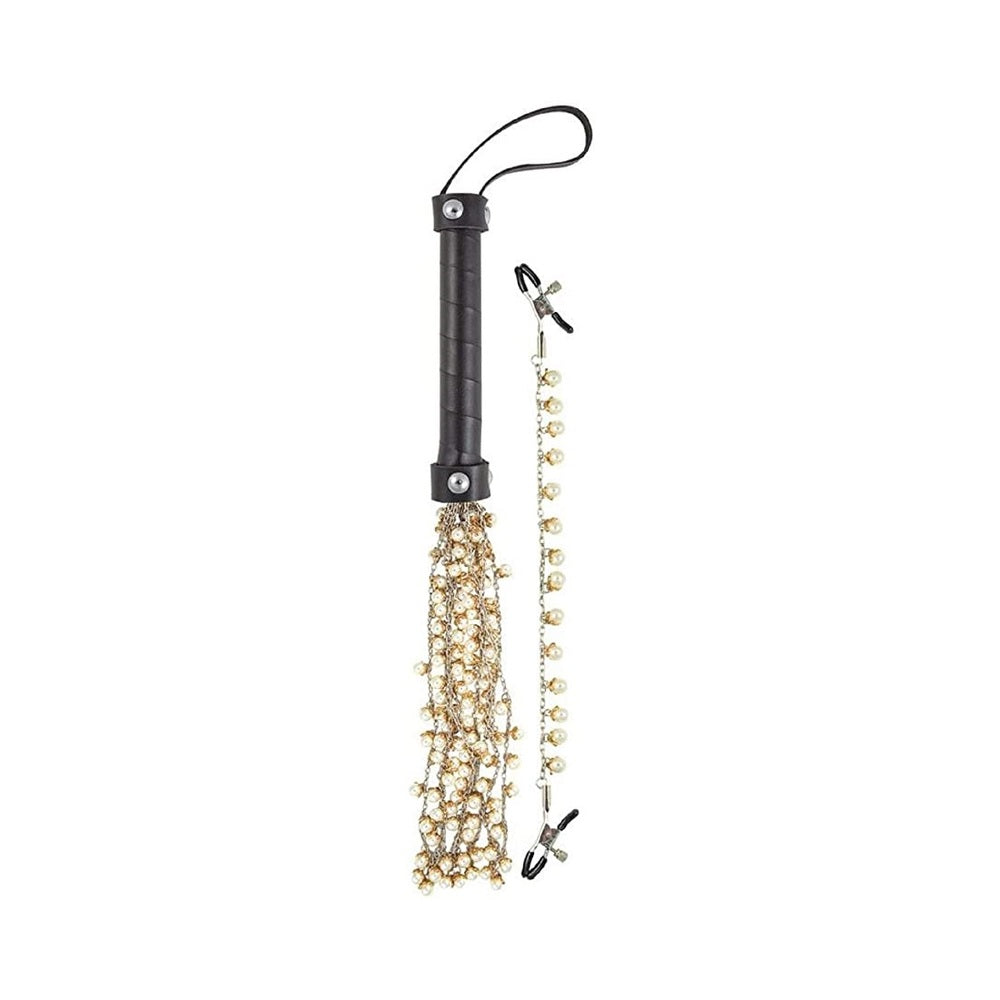 Luv Pearl Delight Whip & Nipple Clamps