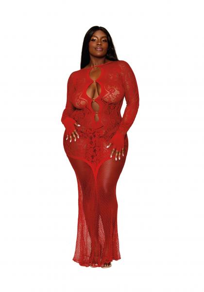 Floral Lace Bodystocking Gown Ruby Q/s