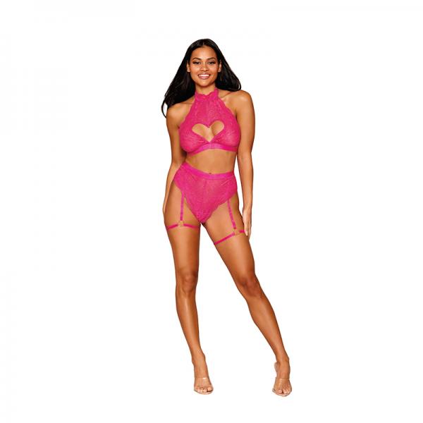 Stretch Lace Bralette &amp; Garter Panty Peony O/s