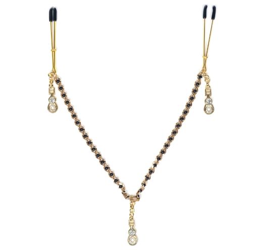 TWEEZER CLAMP W/3 PENDANTS &amp; BEADED CHAIN